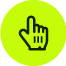 Ícono circular verde con símbolo de mano haciendo clic.